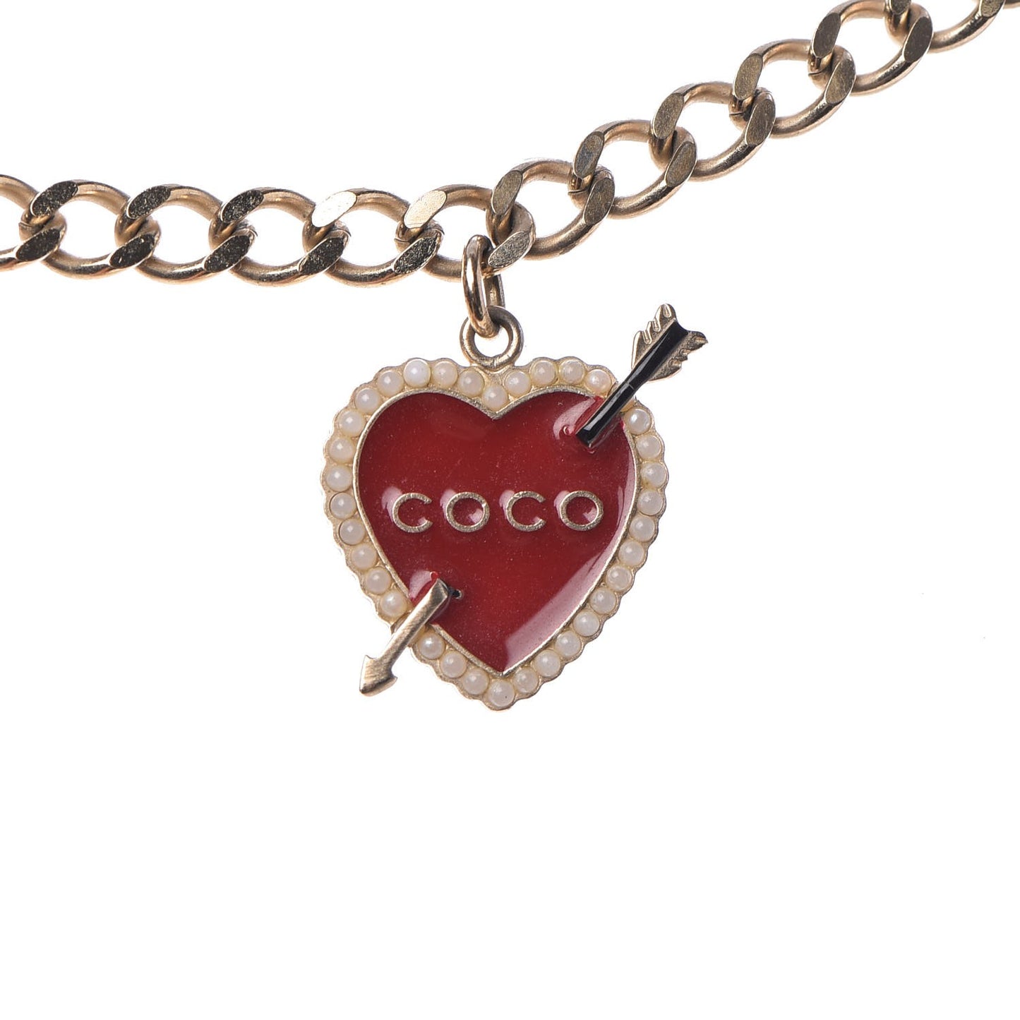 Enamel Charm CC Long Necklace Gold