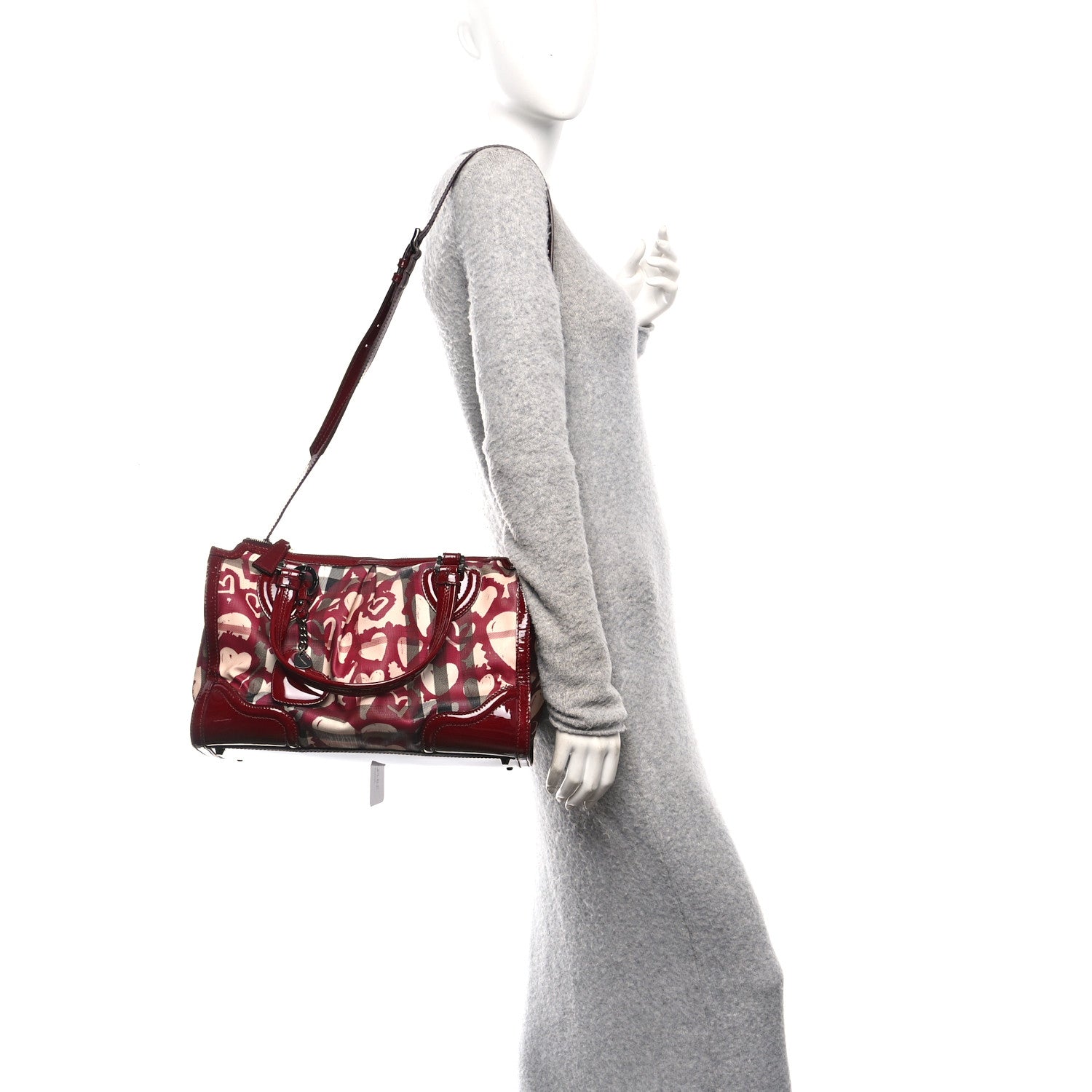 Burberry Nova Check Heart Print Pilgrim Satchel Berry 1840672 Burberry Nova Check Heart Print Pilgrim Satchel Berry 1840672