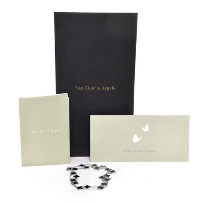 Van Cleef & Arpels 18K White Gold Black Onyx 20 Motifs Vintage Alhambra Necklace 6 of 6