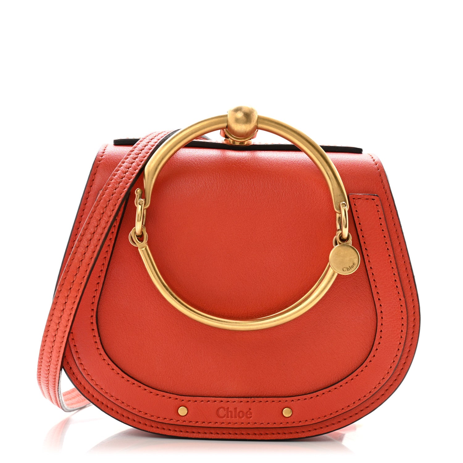 Chloe Calfskin Suede Small Nile Bracelet Bag Sepia Red 1 of 12