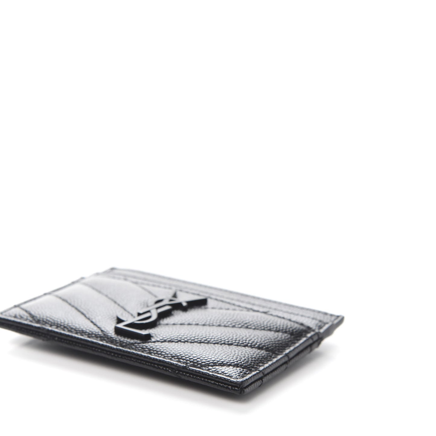 Grain De Poudre Matelasse Chevron Monogram Credit Card Case Black