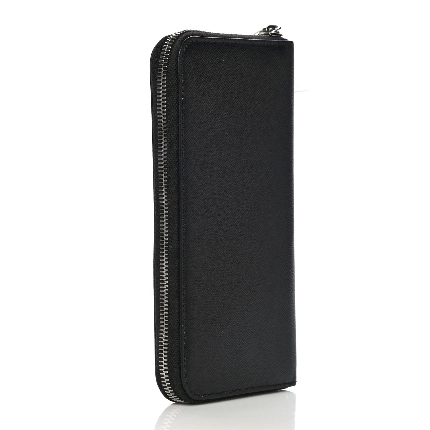 Prada Saffiano Zip Around Portfolio Wallet Black Rosso 3 of 10