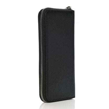 Prada Saffiano Zip Around Portfolio Wallet Black Rosso 3 of 10