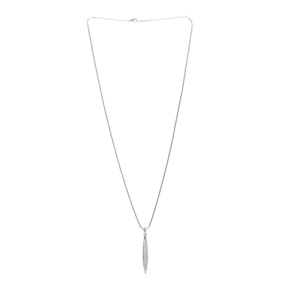 Tiffany 18K White Gold Diamond Feather Pendant Necklace 3 of 6