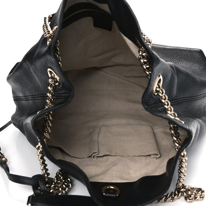 Gucci Pebbled Calfskin Medium Soho Chain Shoulder Bag Black 4 of 13
