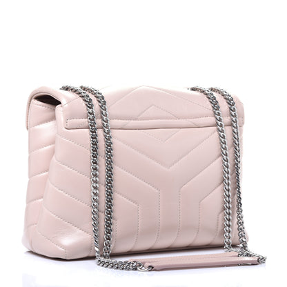 Saint Laurent Calfskin Y Quilted Monogram Small Loulou Chain Satchel Rose Antic 3 of 9