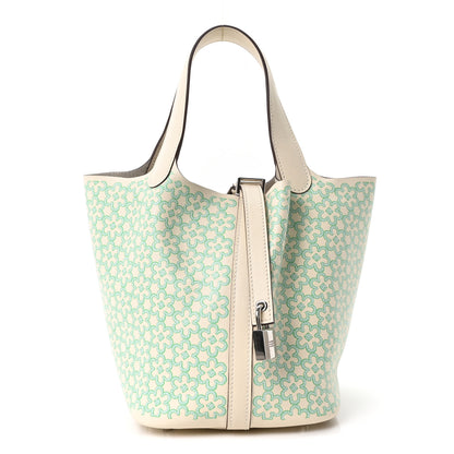 Hermes Swift Lucky Daisy Picotin Lock 18 PM Nata Vert 1 of 10