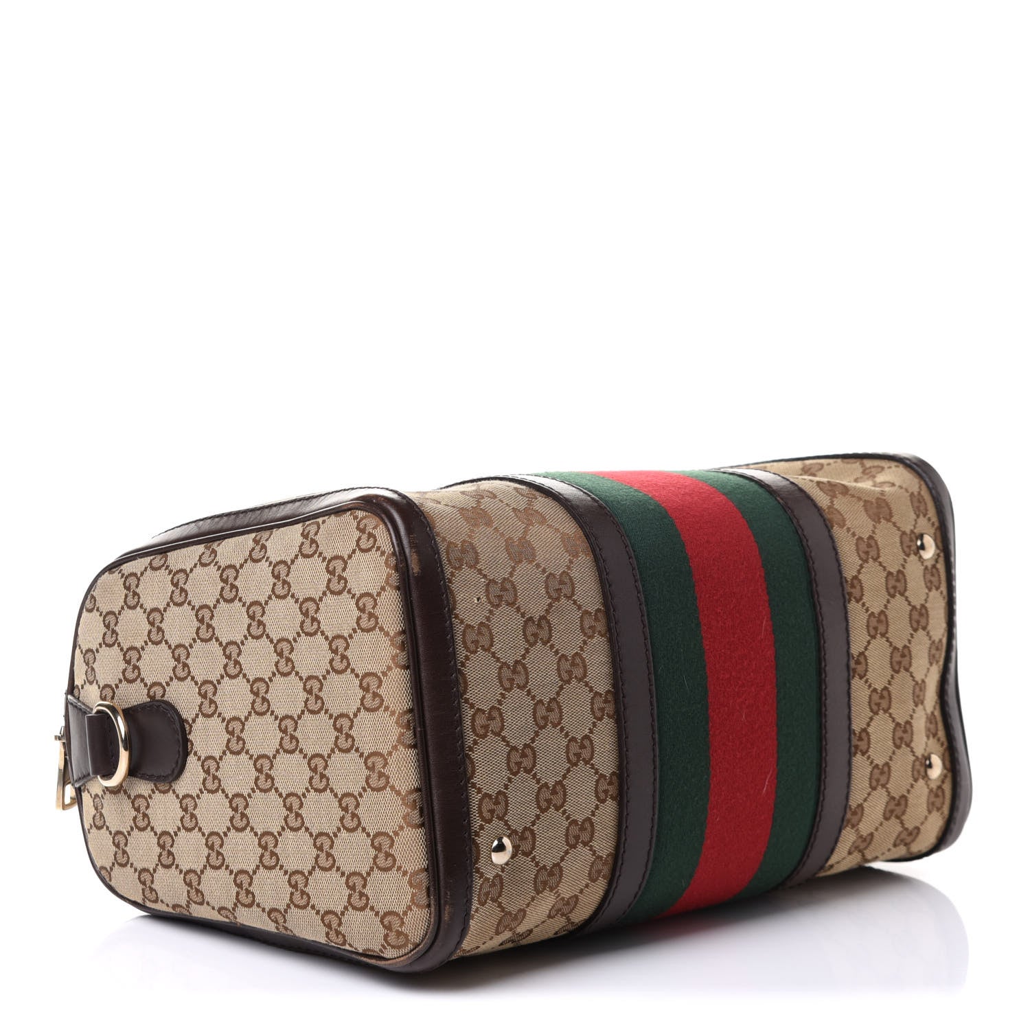 Gucci Monogram Vintage Web Medium Boston Dark Brown 4 of 11