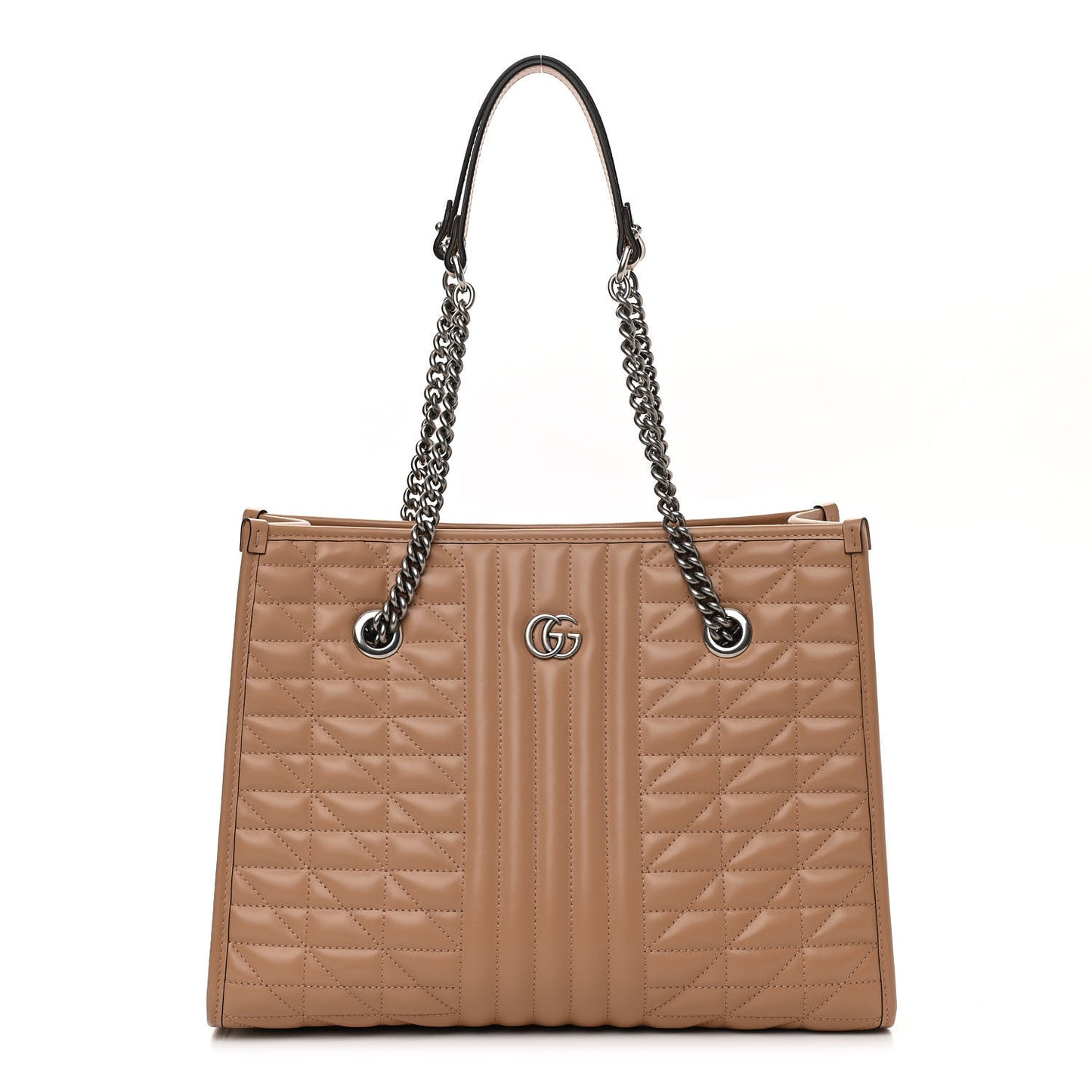 Calfskin Matelasse Aria Medium GG Marmont Shoulder Tote Camelia