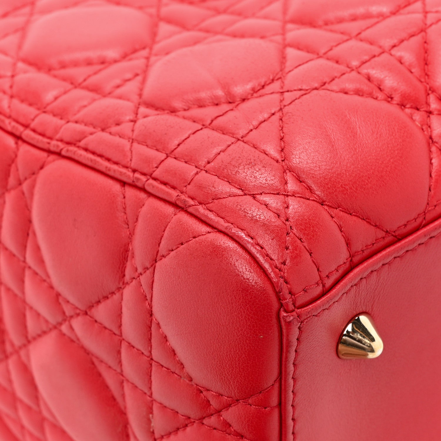 Christian Dior Lambskin Cannage Medium Lady Dior Red 12 of 14