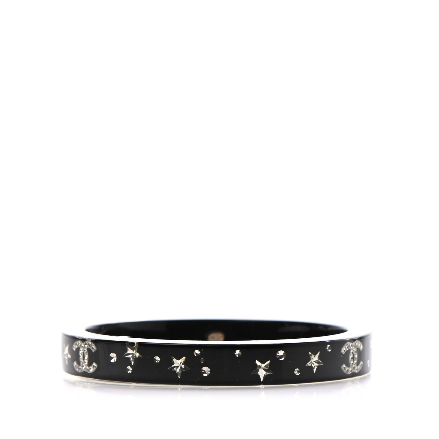 Chanel Resin Crystal CC Bangle Black 1 of 4
