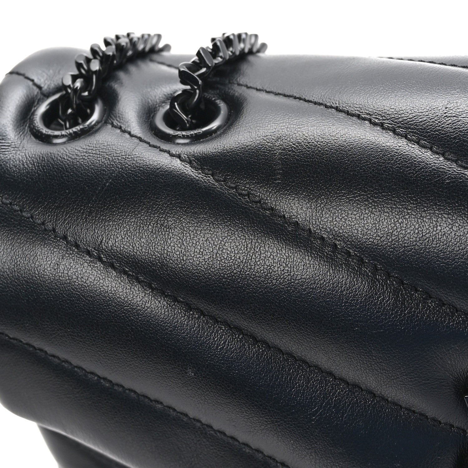 Saint Laurent Calfskin Y Quilted Monogram Monochrome Small Loulou Chain Satchel Black 11 of 12