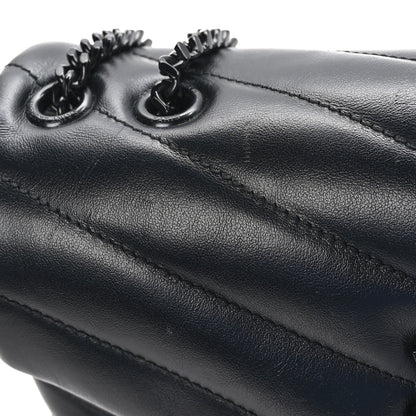 Saint Laurent Calfskin Y Quilted Monogram Monochrome Small Loulou Chain Satchel Black 11 of 12