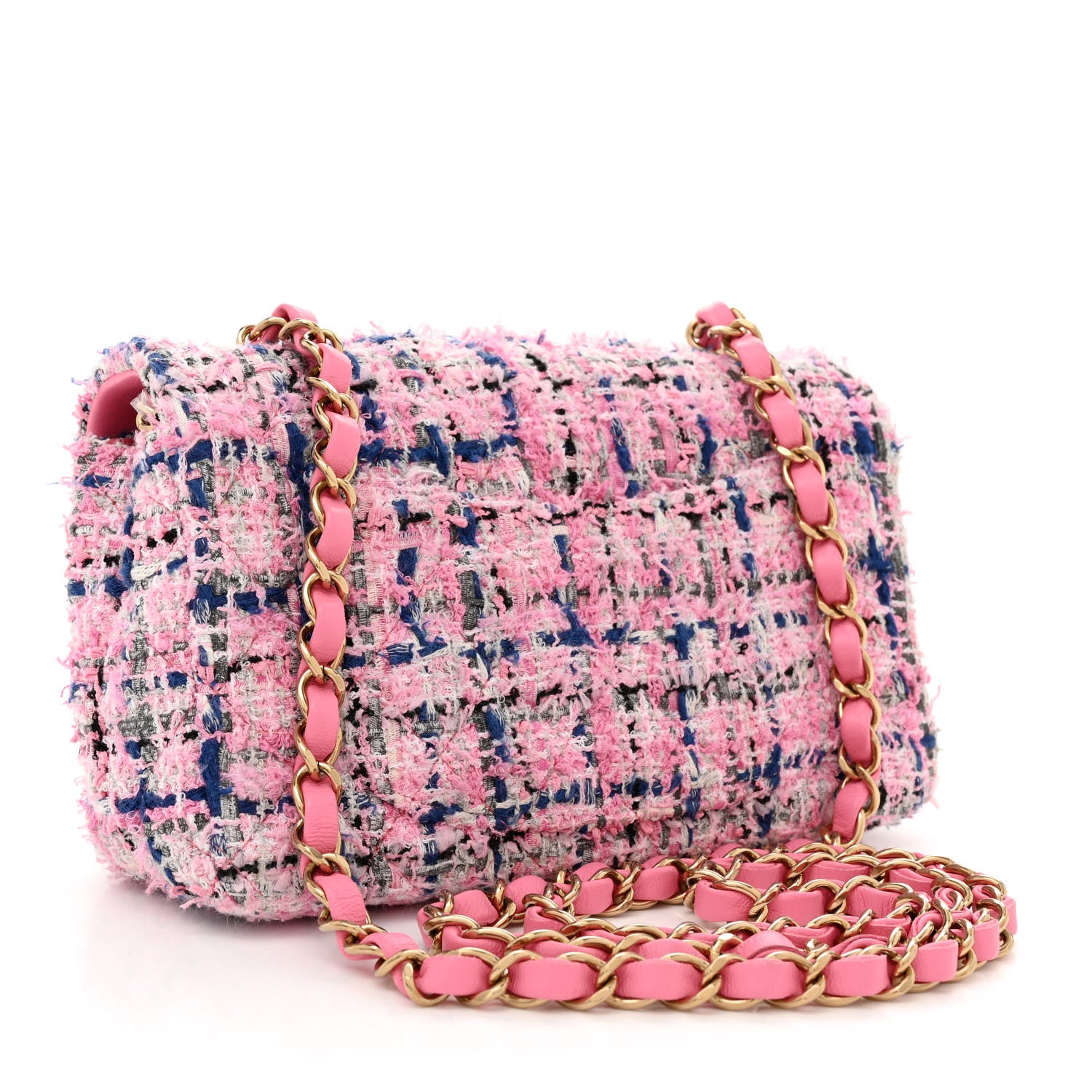 Chanel Tweed Quilted Mini Rectangular Flap Pink Multicolor 3 of 11