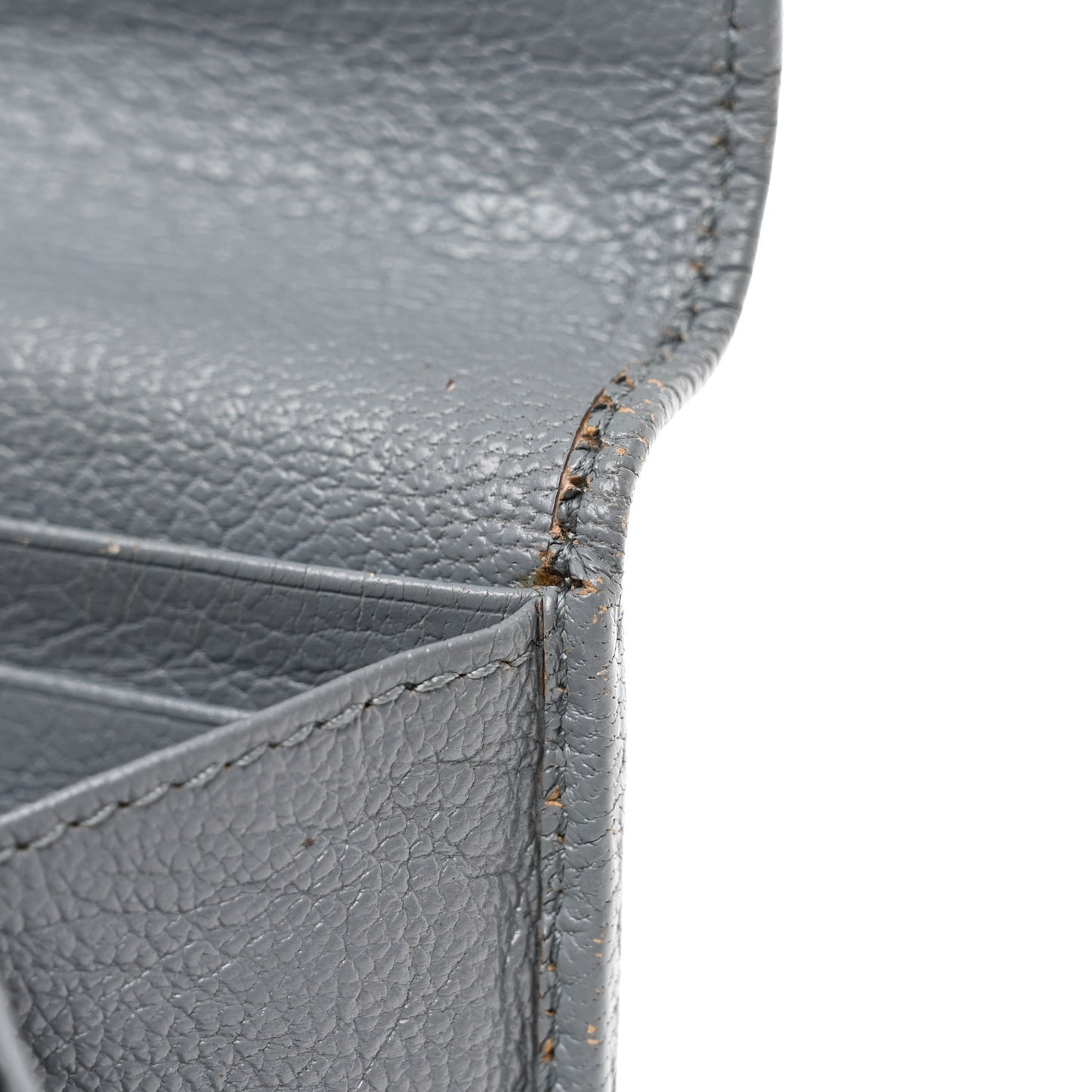 Chevre Gold Metallic Edge Hardware Continental Flap Wallet Bleu Acier
