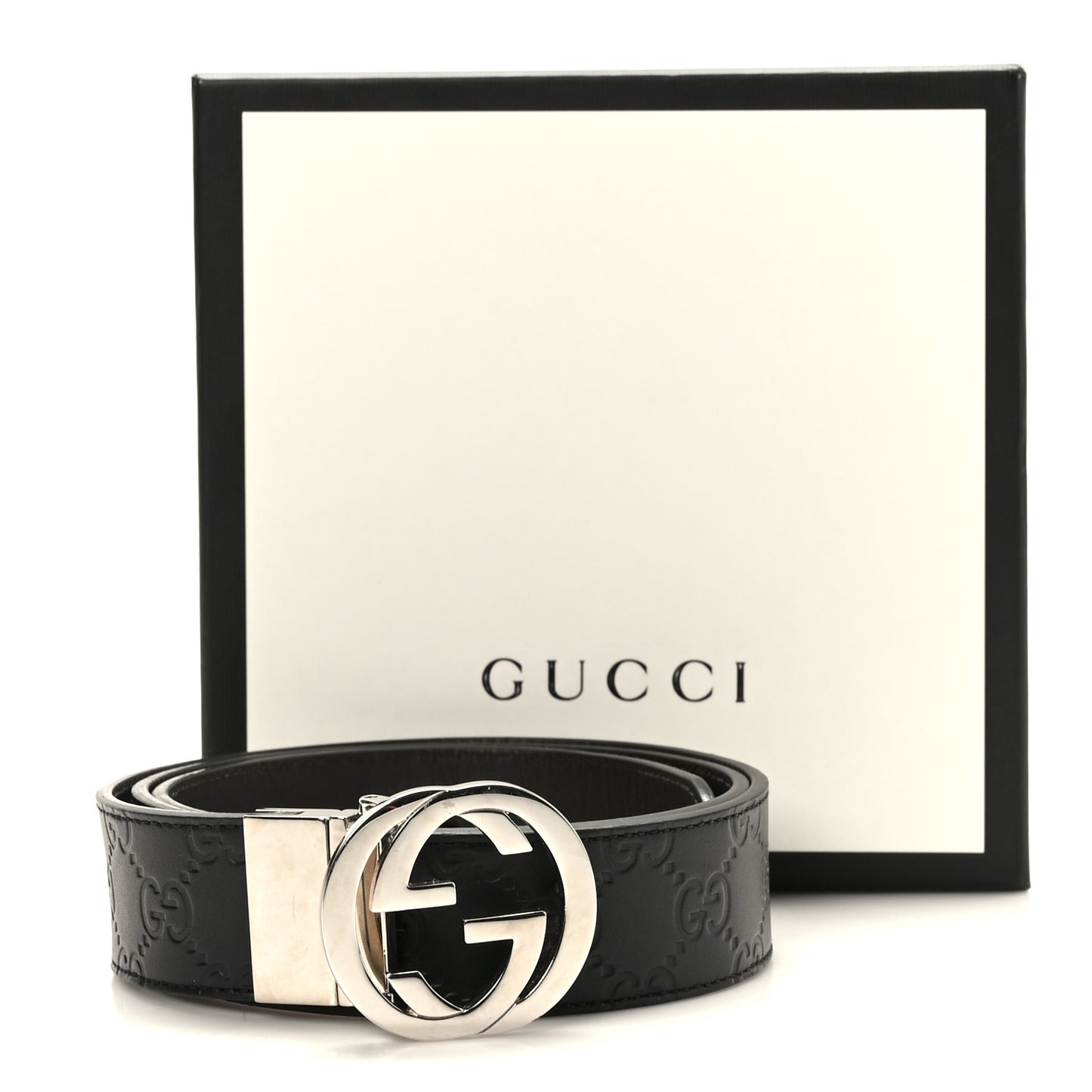 Guccissima Signature Interlocking G Reversible 37mm Belt 95 38 Black Cocoa