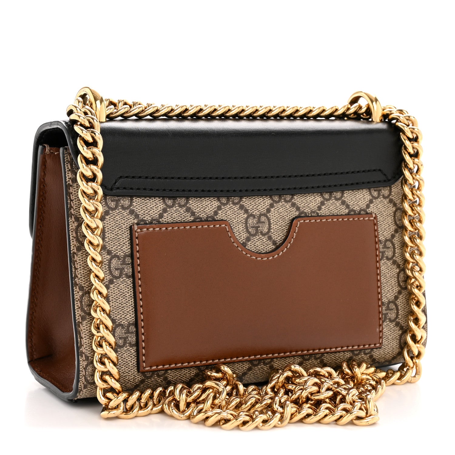 Gucci GG Supreme Monogram Calfskin Small Padlock Shoulder Bag Beige Black Cuir 3 of 13