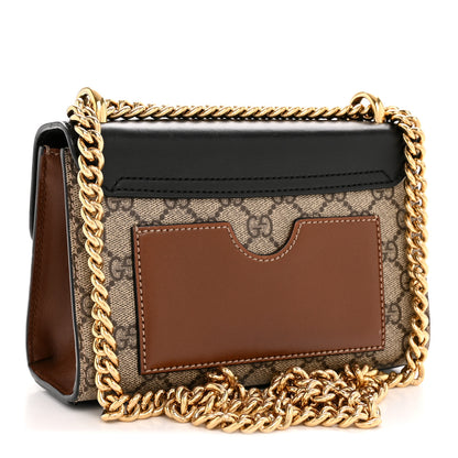 Gucci GG Supreme Monogram Calfskin Small Padlock Shoulder Bag Beige Black Cuir 3 of 13