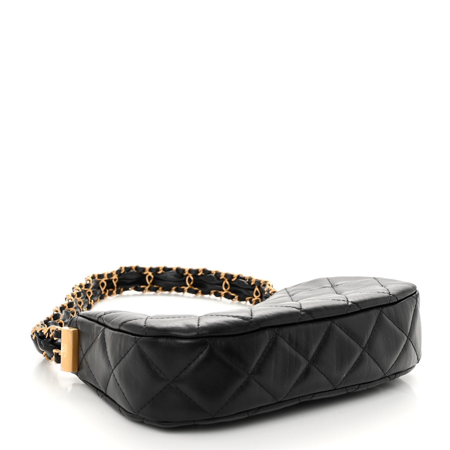 Chanel Crumpled Calfskin Quilted Braided CC Small Hobo Black 4 of 10