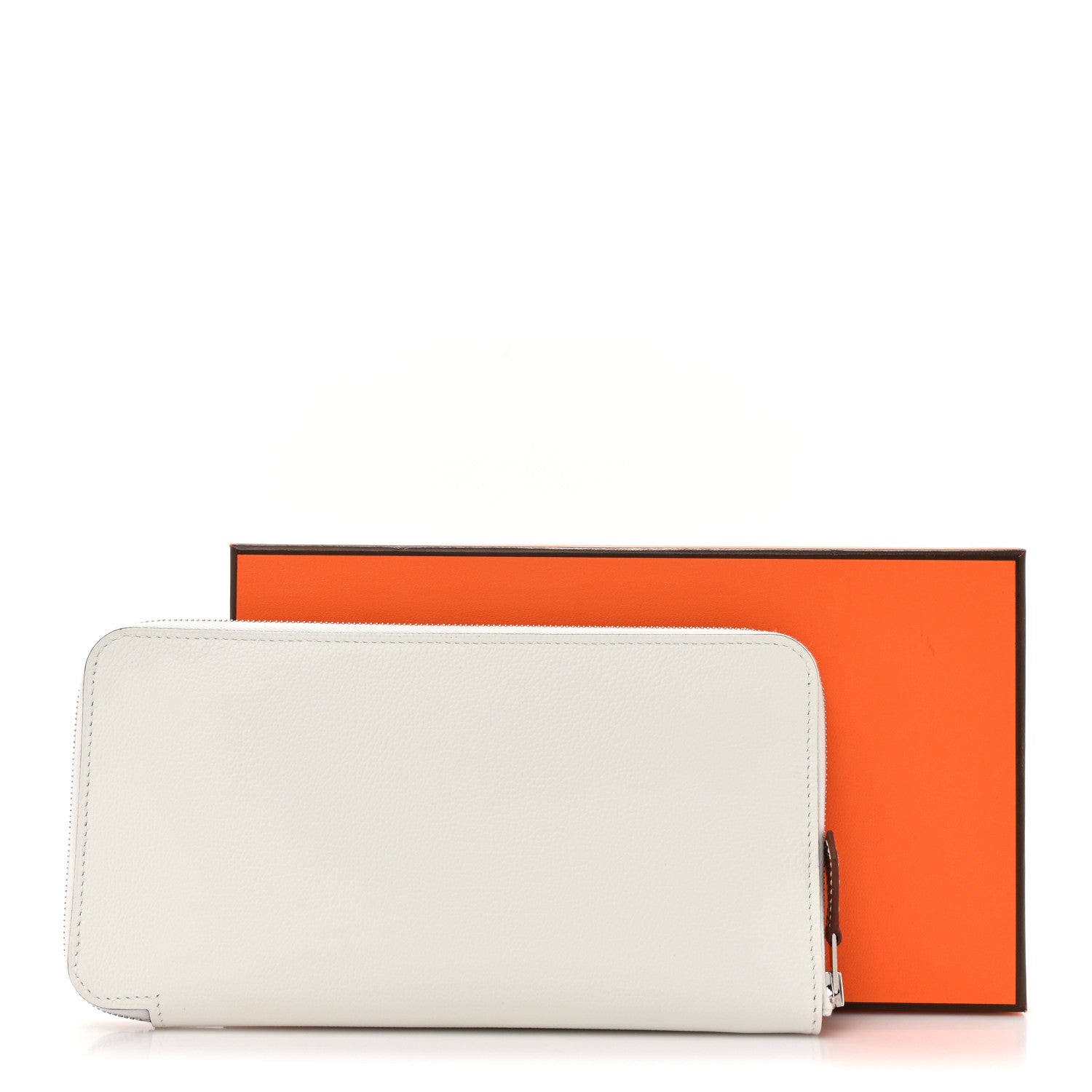 Hermes Evercolor Barenia Silk'In Wallet New White Capucine Bleu Zephyr 8 of 8