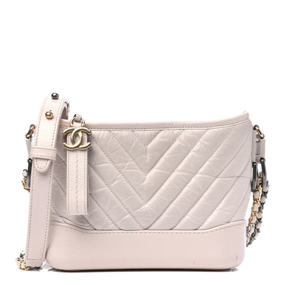 Chanel Aged Calfskin Chevron Quilted Small Gabrielle Hobo Beige 1 of 15