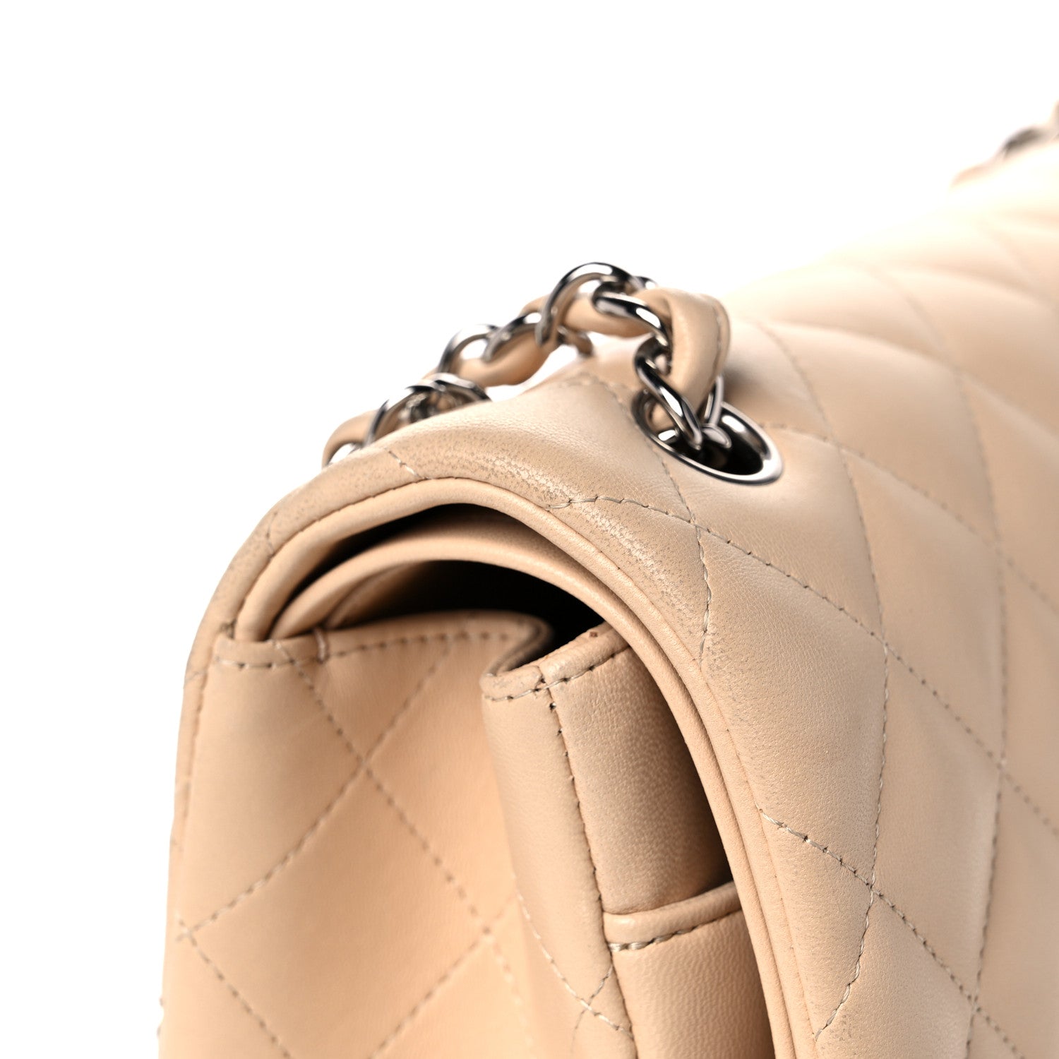 Chanel Lambskin Quilted Jumbo Double Flap Beige 17 of 21