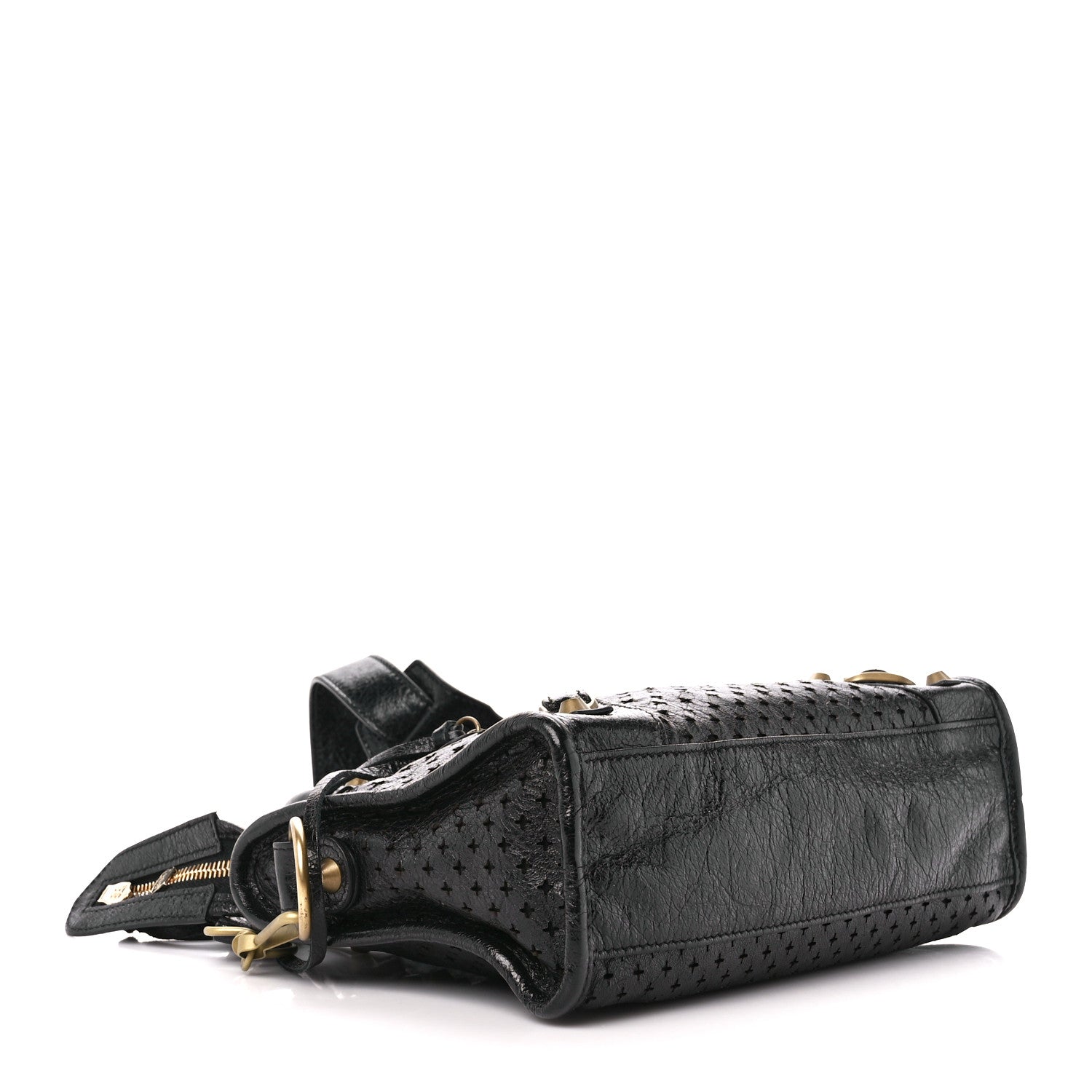 Balenciaga Agneau Stadio Laser Cut Cross Classic Gold Hardware Mini City Black 4 of 11
