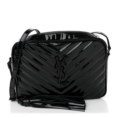 Saint Laurent Patent Calfskin Matelasse Monogram Lou Camera Bag Black 1 of 10
