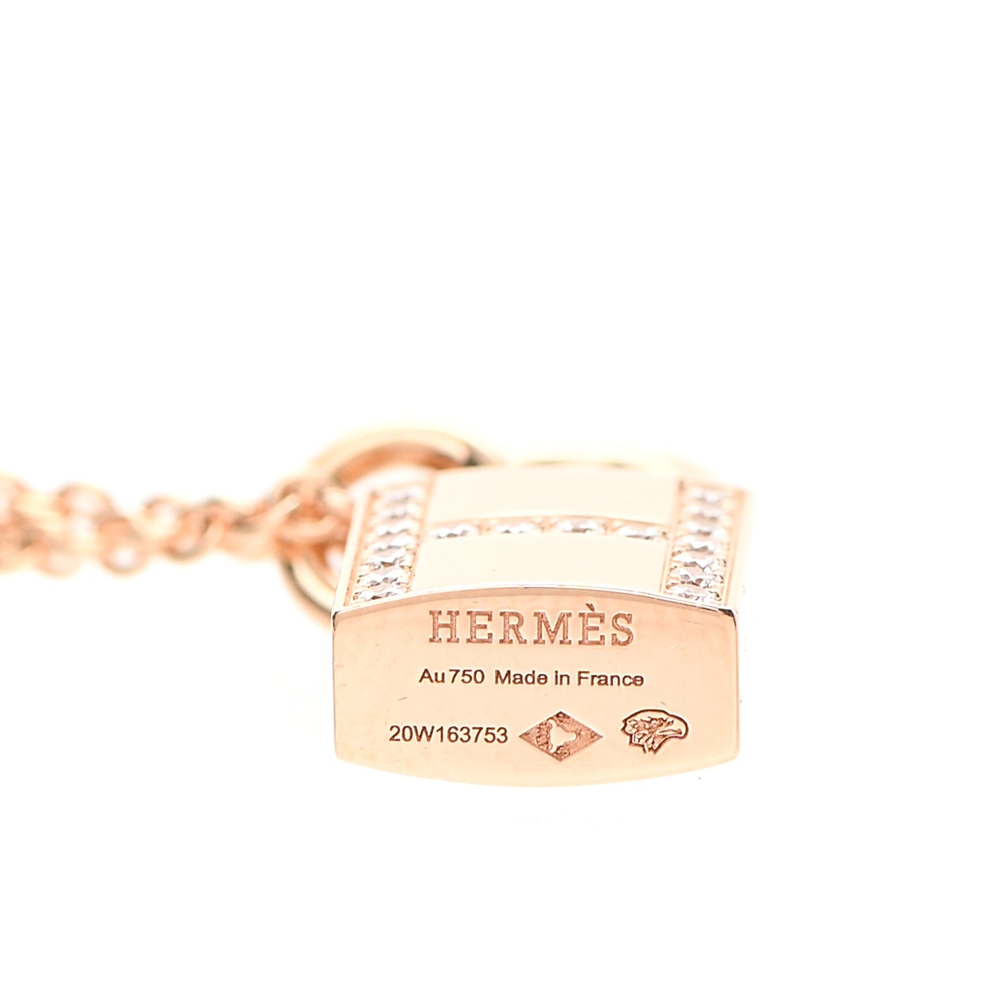 18K Rose Gold Diamond Amulettes Cadenas Pendant Necklace