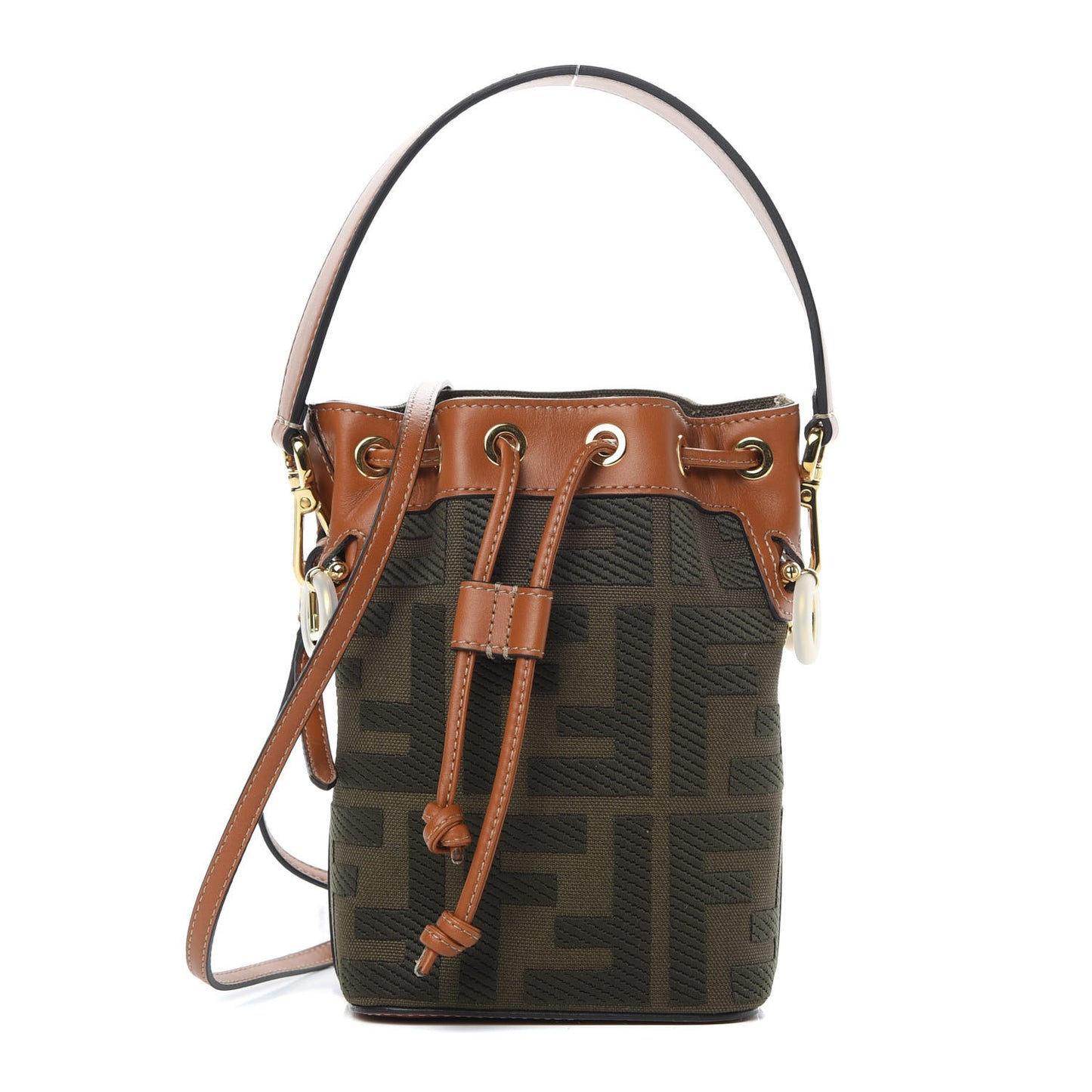 Canvas Vitello King F is Fendi FF Embroidered Mini Mon Tresor Bucket Bag Amazzonia Cuoio