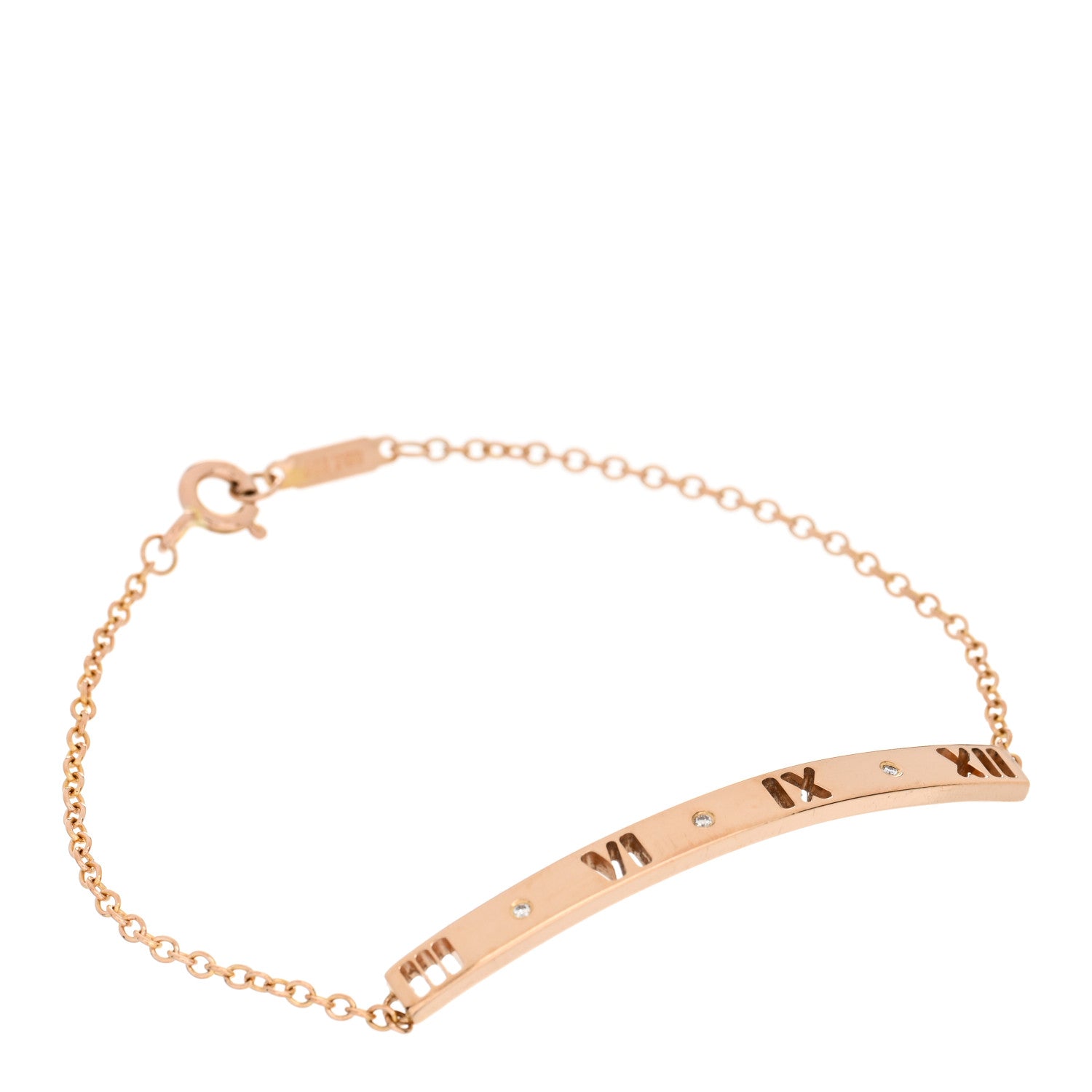 Tiffany 18K Rose Gold Diamond Atlas Bar Pierced Bracelet 1 of 4