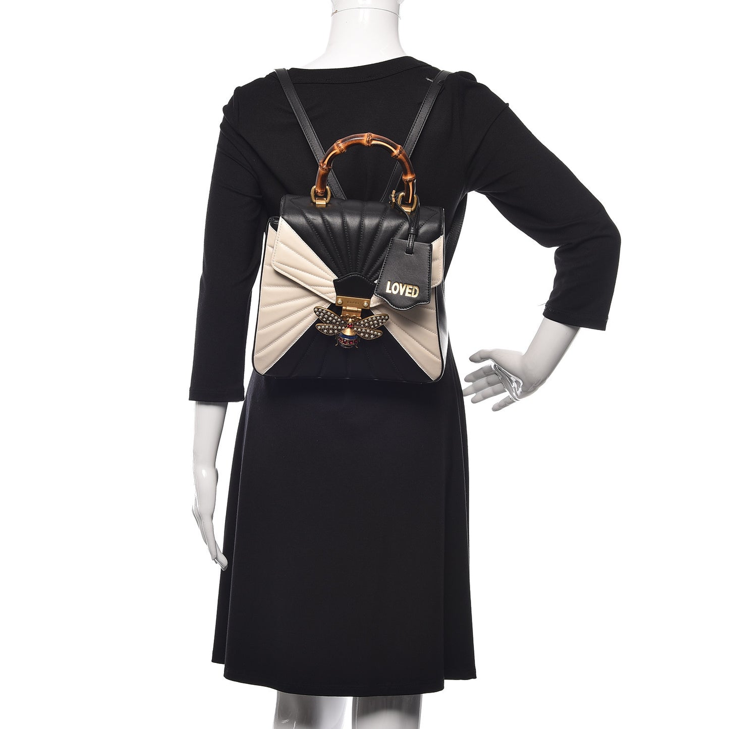 Calfskin Bamboo Trapuntata Queen Margaret Backpack Mystic White Black
