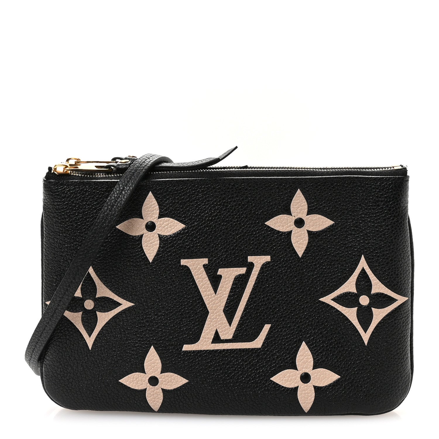 Louis Vuitton Empreinte Monogram Giant Double Zip Pochette Black Cream 1 of 10