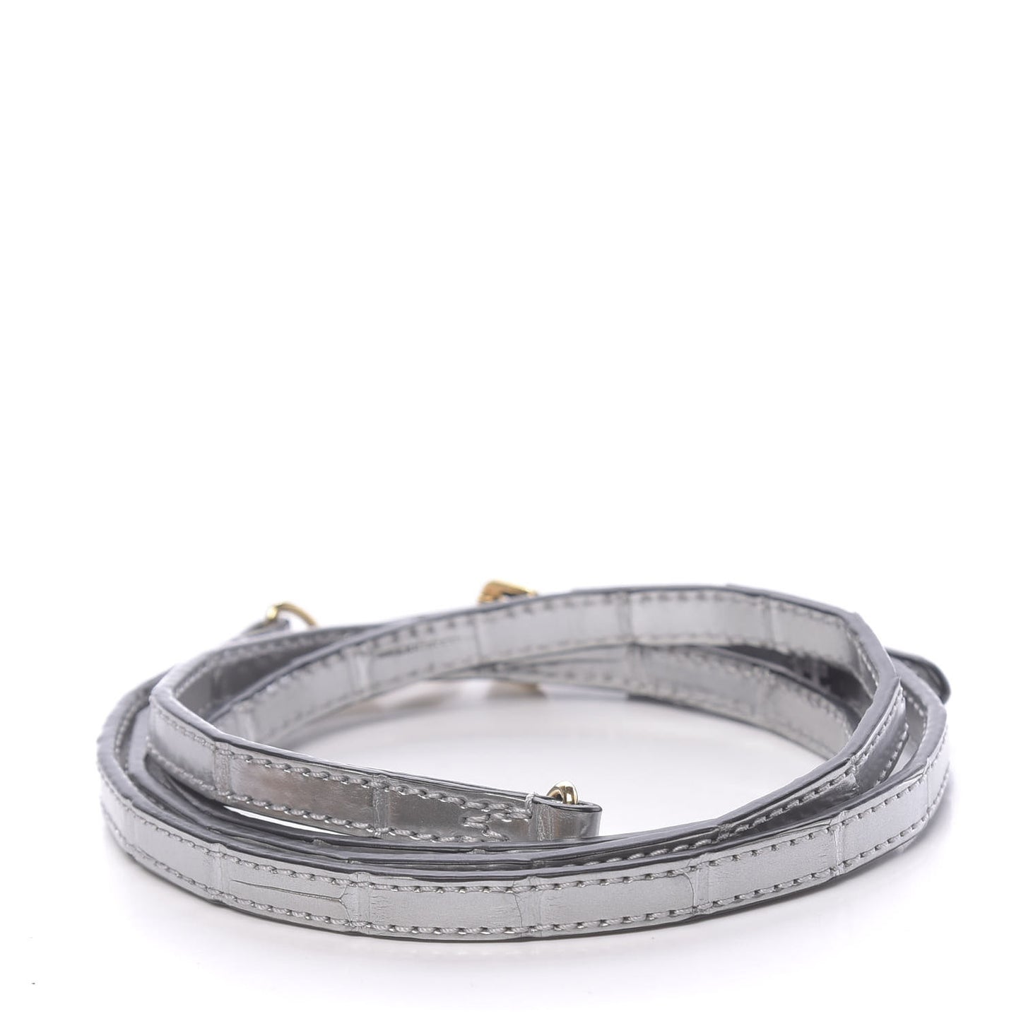 Metallic Alligator Adjustable Shoulder Strap Silver