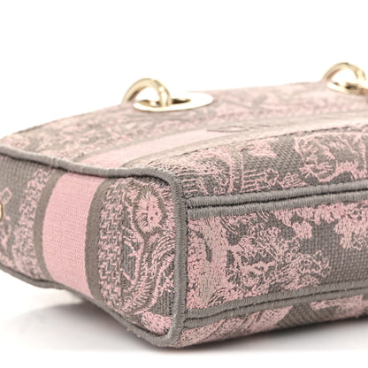 Christian Dior Canvas Toile De Jouy Embroidered Medium Lady D-Joy Gray Pink 9 of 11