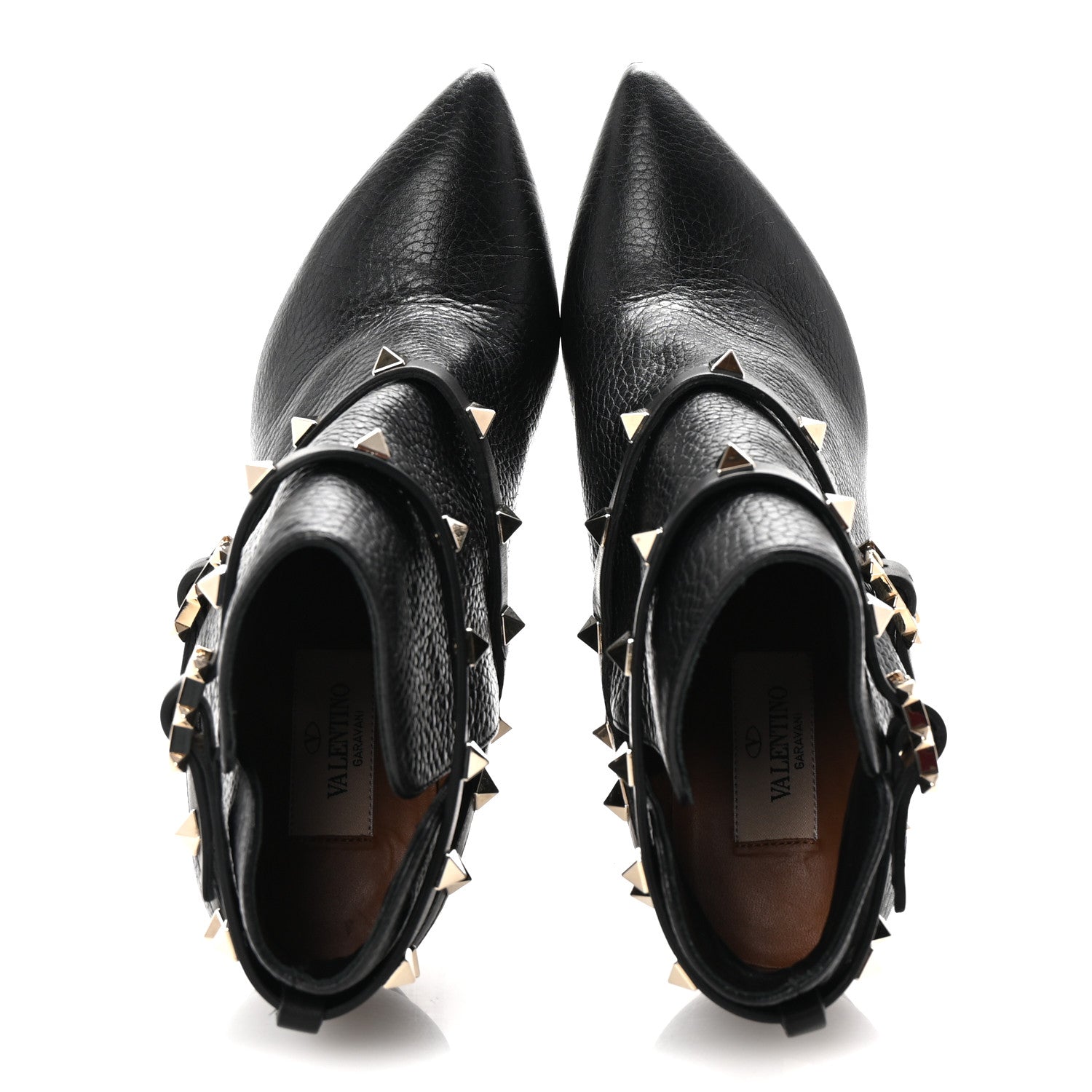 Valentino Garavani Grained Calfskin Rockstud Double Buckle 100mm Ankle Boots 36.5 Black 2 of 9