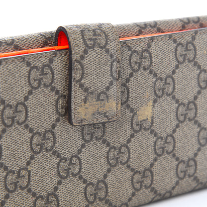 Gucci GG Supreme Monogram Continental Heart Wallet Beige Fluorescent Orange 11 of 13