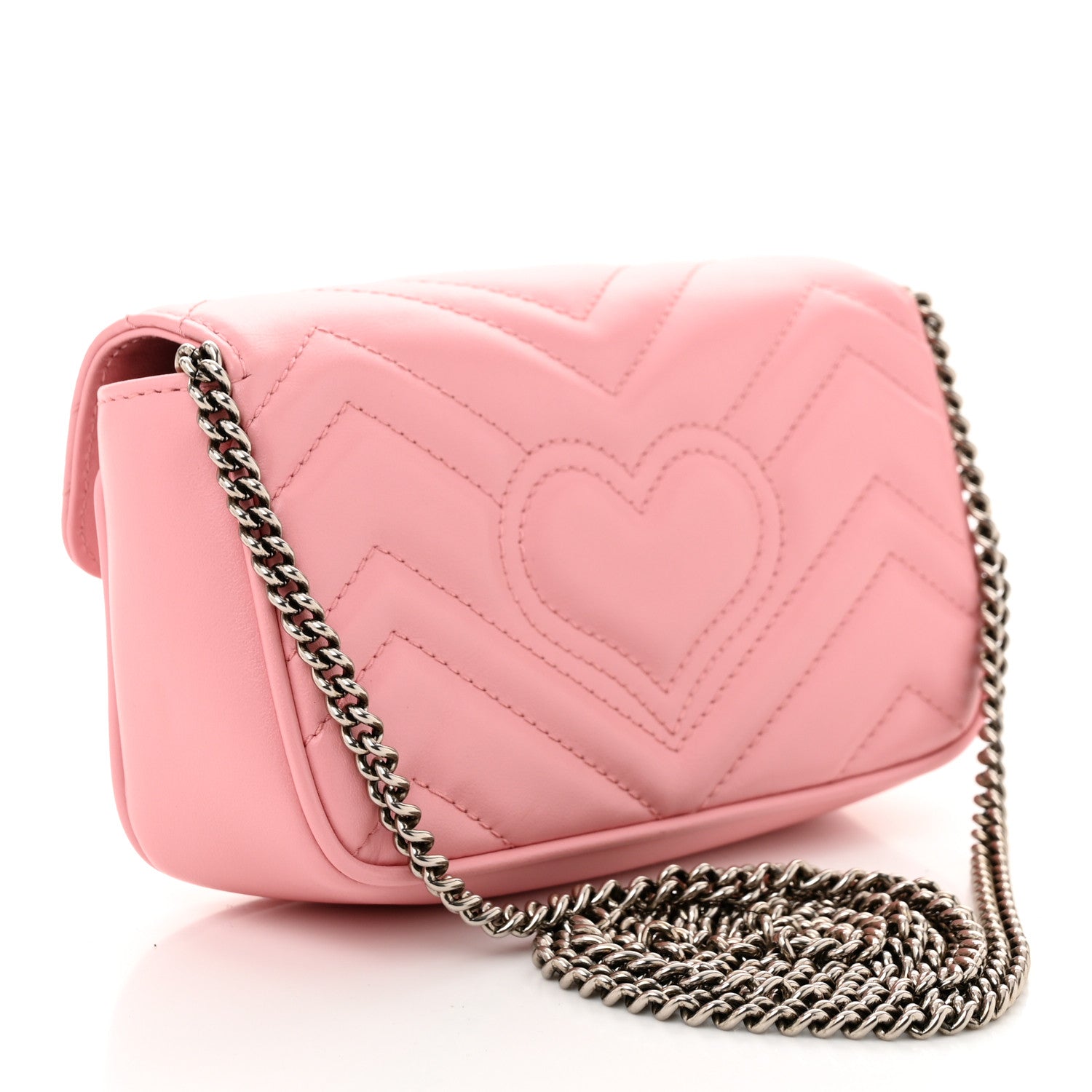 Gucci Calfskin Matelasse Super Mini GG Marmont Shoulder Bag Wild Rose 3 of 11