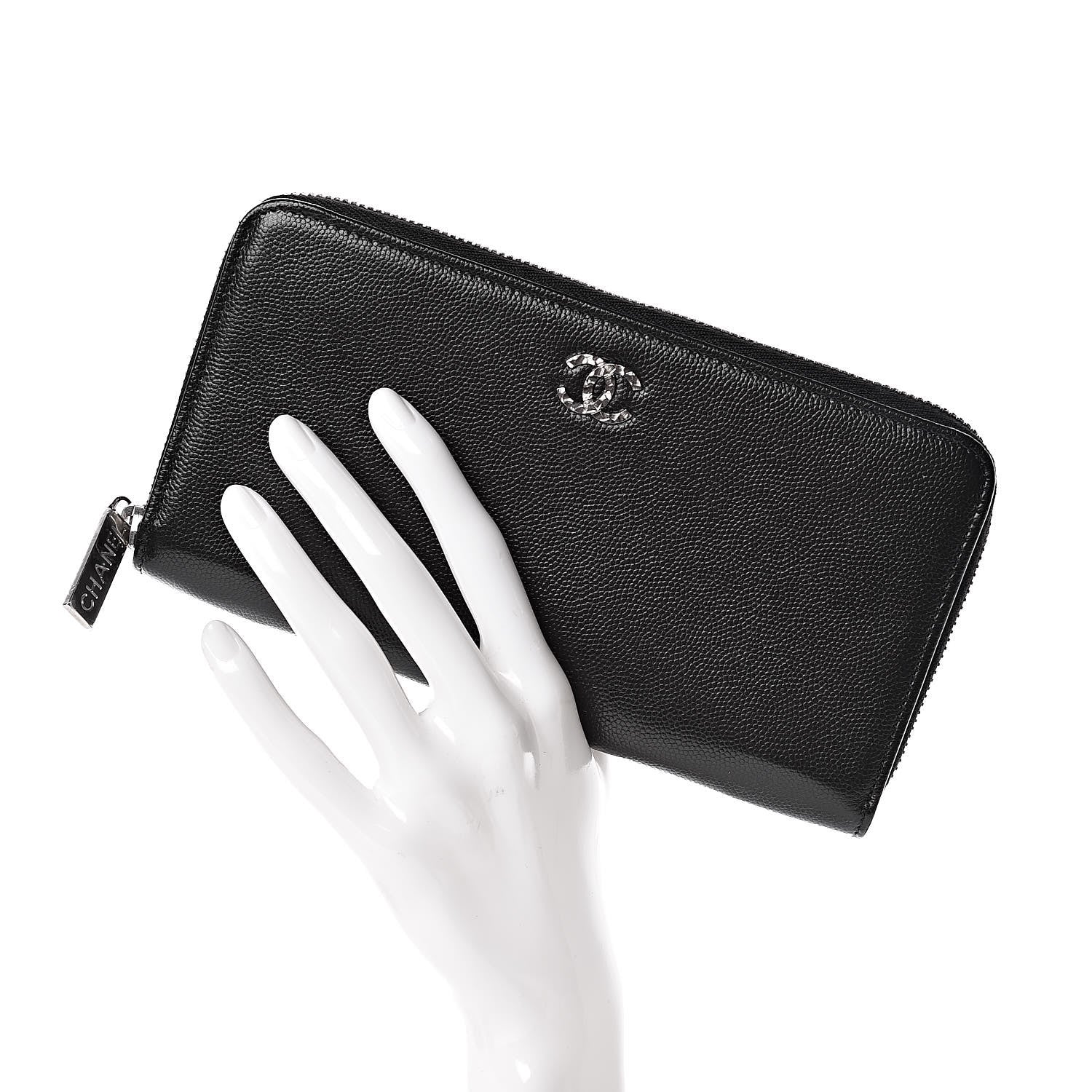 Chanel Caviar Sevruga Zip Around Wallet Black 2 of 9