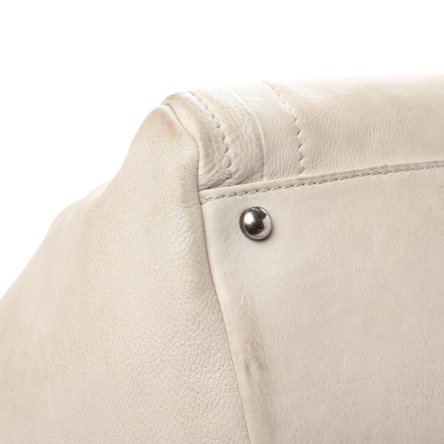 Calfskin Large East West Modern Chain Tote White