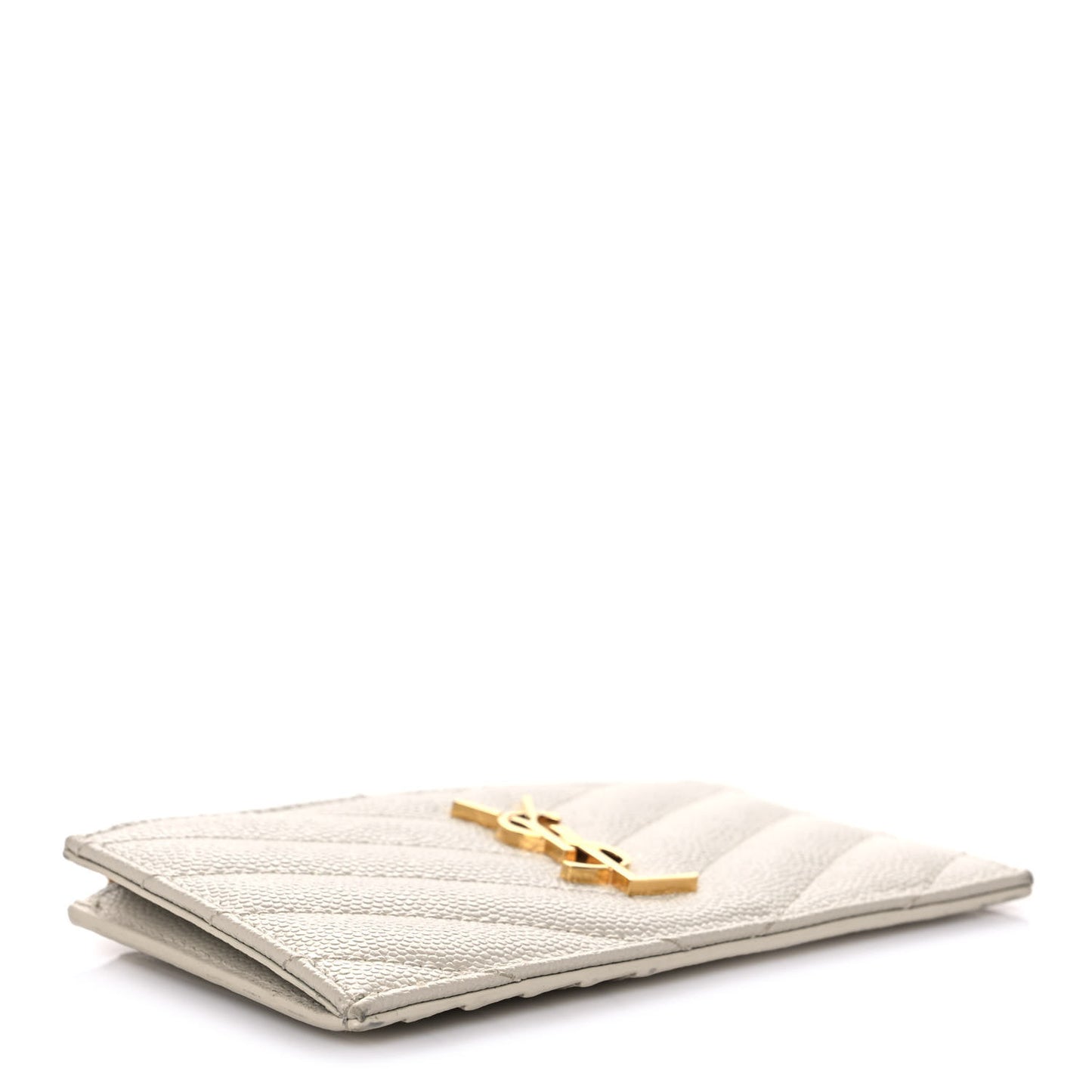 Grain De Poudre Matelasse Chevron Monogram Fragments Zippered Card Case Crema Soft