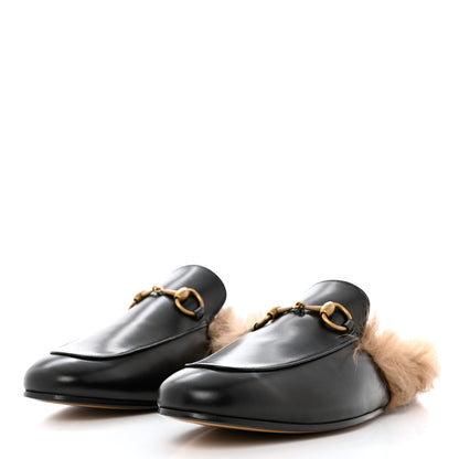 Gucci Calfskin Fur Mens Princetown Slippers 10 Black 3 of 11
