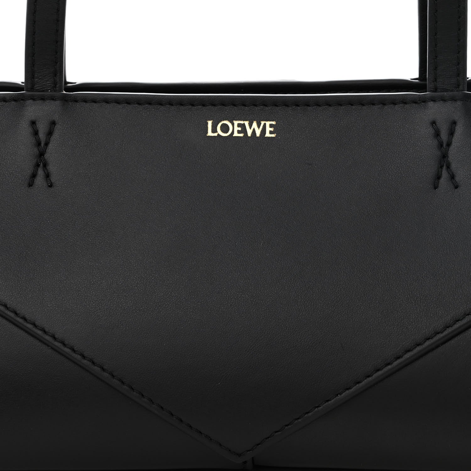 Loewe Shiny Calfskin Mini Cropped Puzzle Fold Tote Black 8 of 10