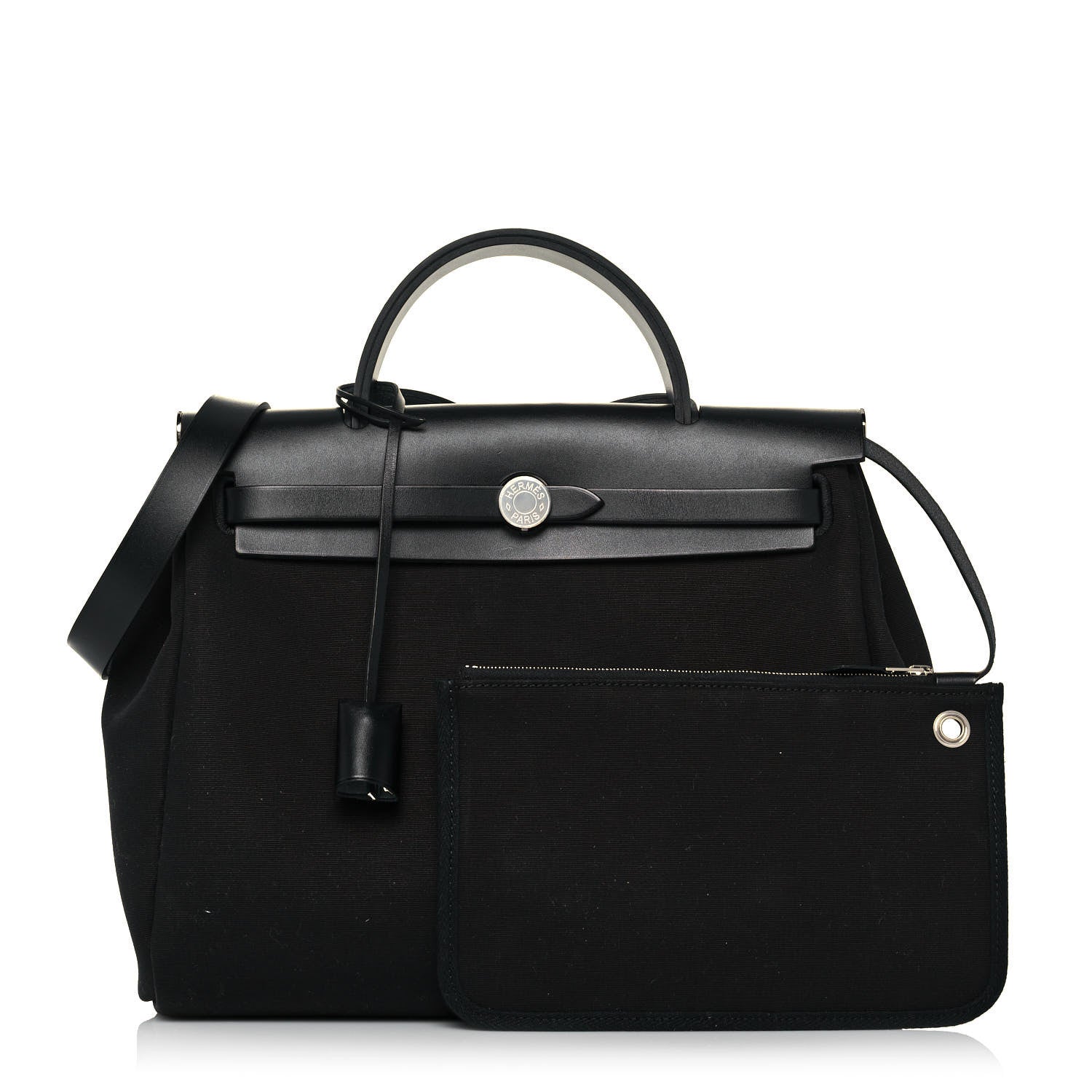 Hermes Military Toile Vache Hunter Herbag Zip Retourne 31 PM Black 1 of 12
