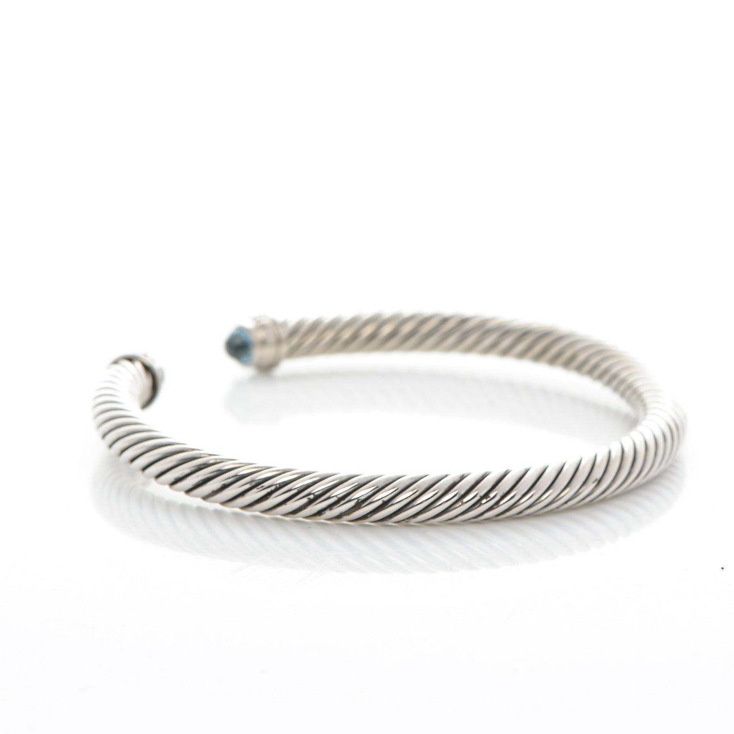 Sterling Silver Diamond Blue Topaz 5mm Cable Classics Bracelet