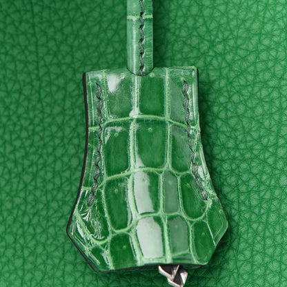 Hermes Togo Shiny Niloticus Crocodile Birkin Touch 30 Bamboo Cactus 32 of 34
