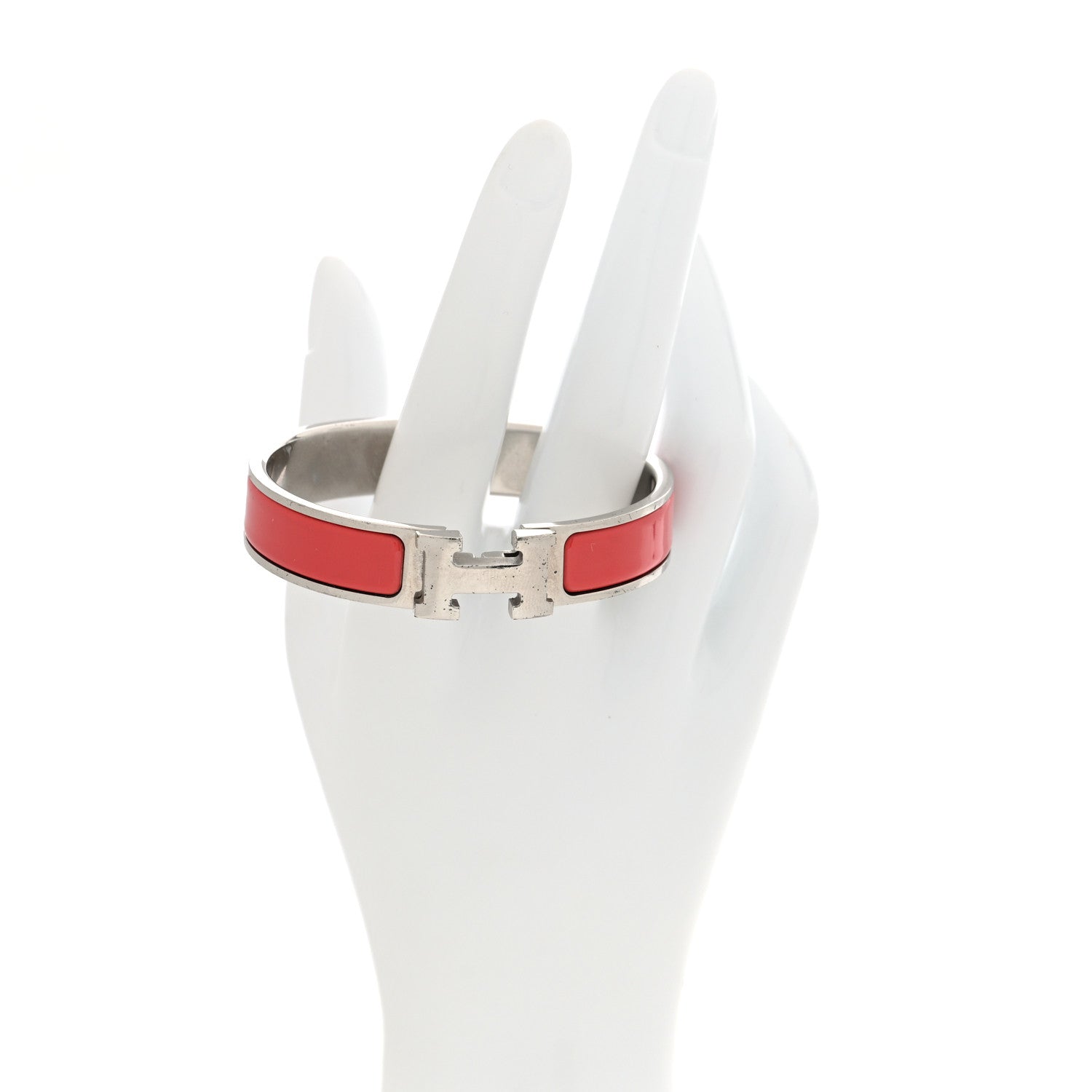 Hermes Enamel Narrow Clic Clac H Bracelet PM Rouge Corail 2 of 4