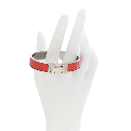 Hermes Enamel Narrow Clic Clac H Bracelet PM Rouge Corail 2 of 4
