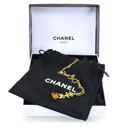 Chanel Hand Enameled Metal Amber Drop CC Necklace Gold 6 of 6