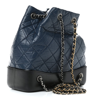 Chanel Aged Calfskin Quilted Small Gabrielle Backpack Blue Black 3 of 9